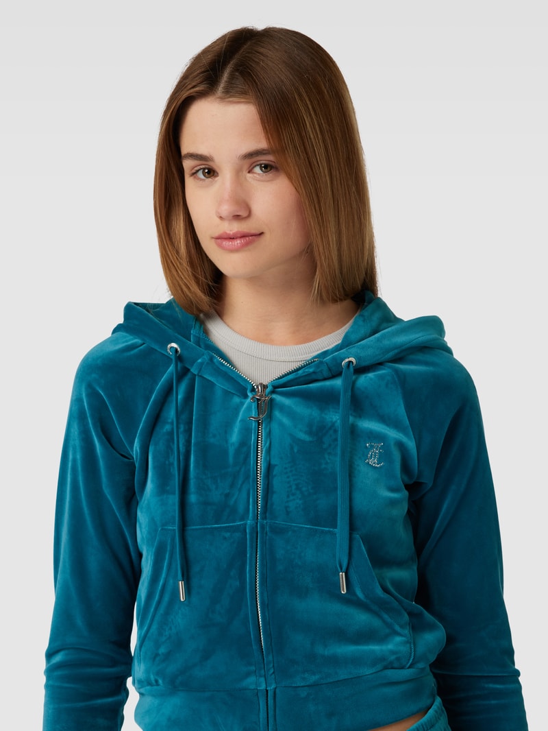 Sweatjacke mit Ziersteinbesatz Modell 'MADISON' in petrol