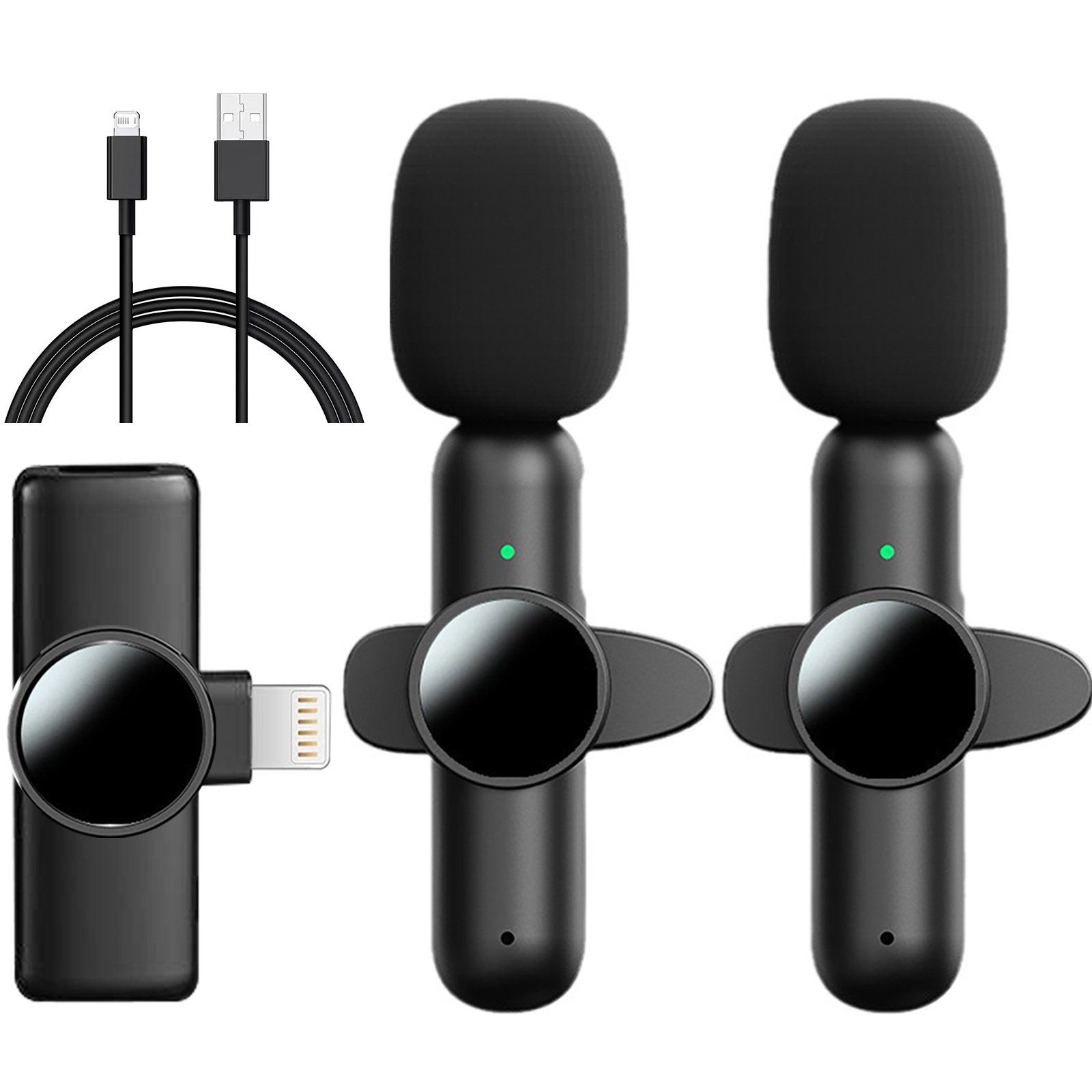 Aoucheni Mikrofon Kabelloses Lavalier Mikrofon für iPhone iPad Mackbook, (Set), Plug & Play für Vlog, TikTok, 2.4GHz, Akkulaufzeit 6 Stunden