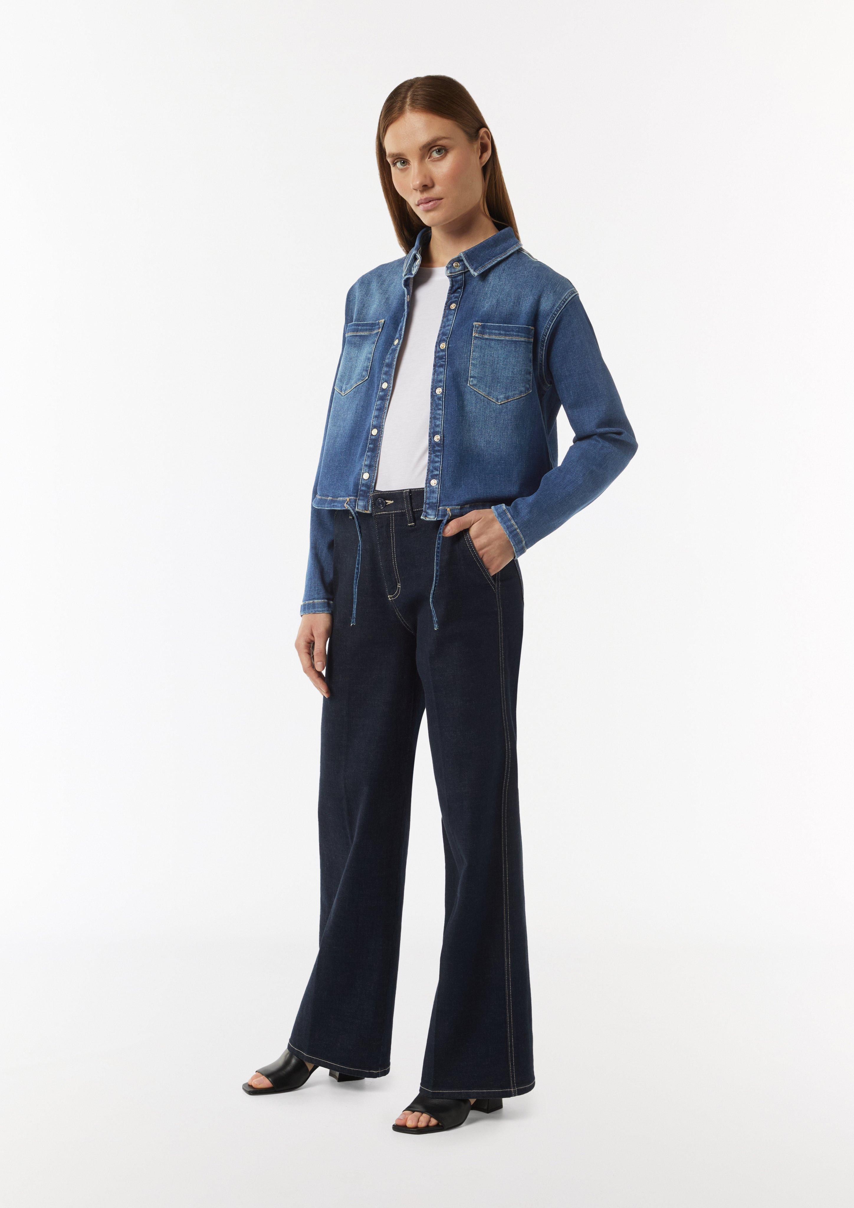 Softe Blousson-Jeansjacke mit Druckknöpfen - blau