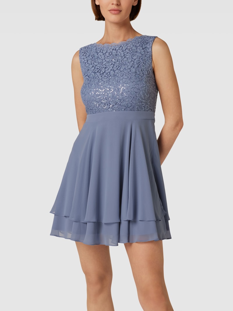 Cocktailkleid mit Paillettenbesatz in blau