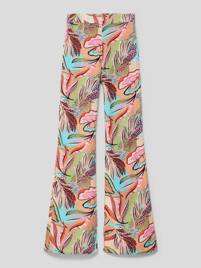 Stoffhose aus Viskose mit Allover-Muster in neon rot