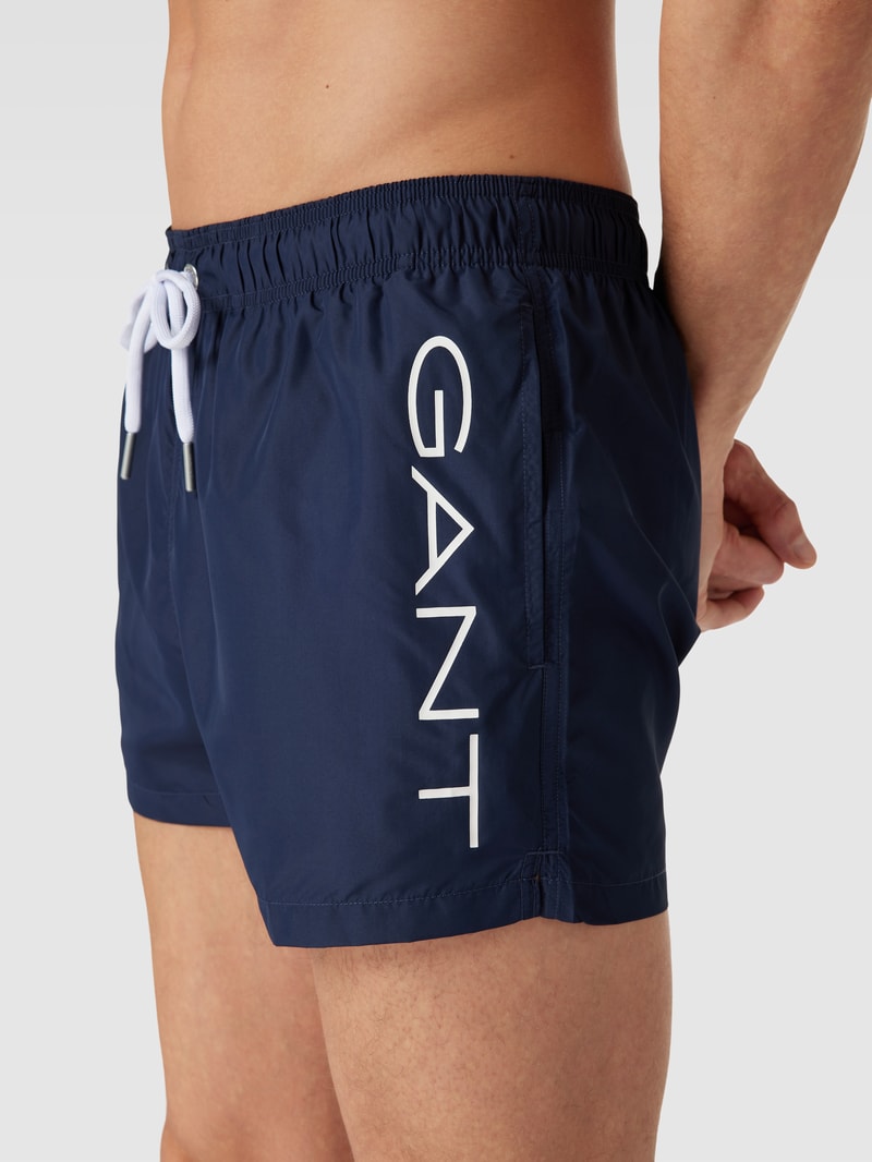 Badehose mit Logo-Print in marineblau