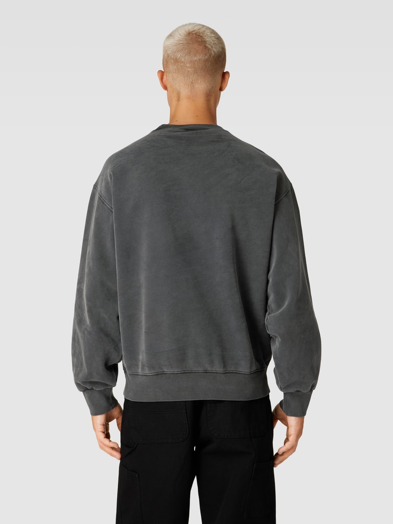 Sweatshirt mit Label-Patch Modell 'VISTA' in anthrazit meliert