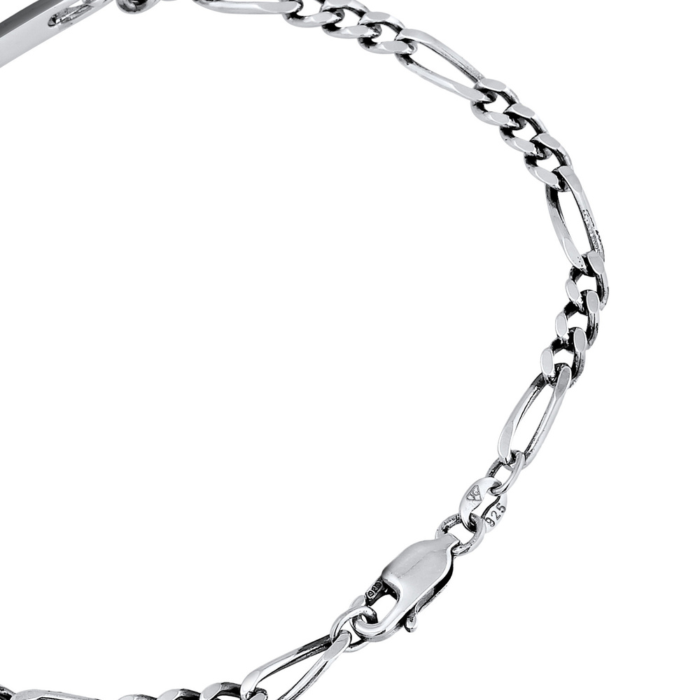 KUZZOI KUZZOI Bracelet Plaque d'identité pour homme Figaro Discreet Classic en argent st Bracelet
