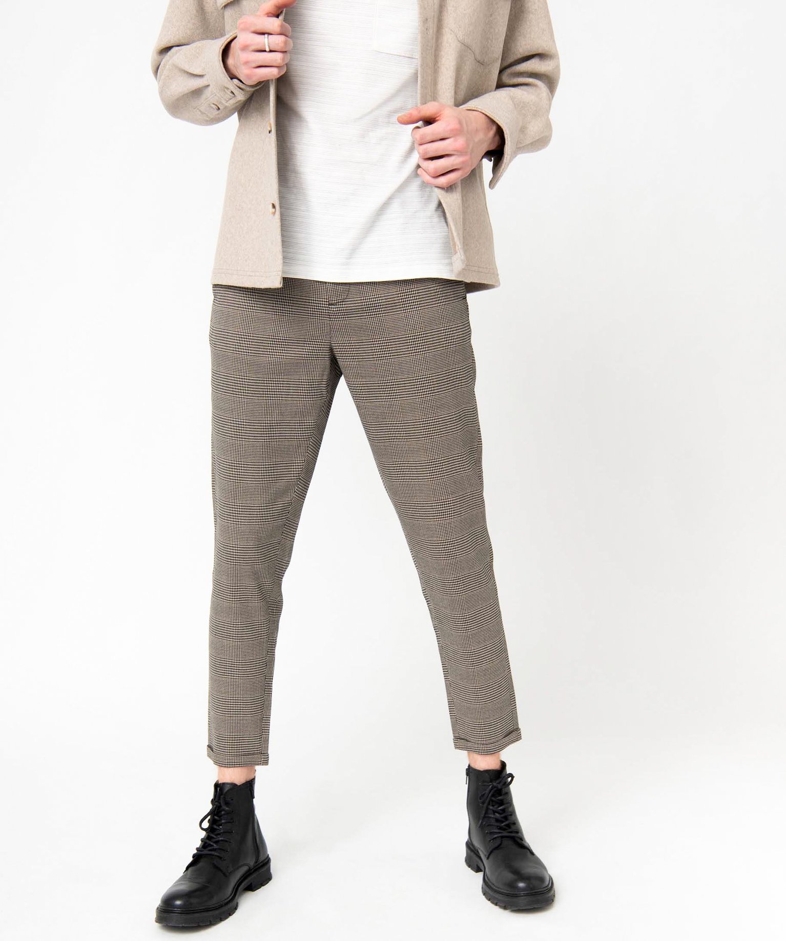 Pantalon chino homme imprimé pied de poule carreaux | GEMO