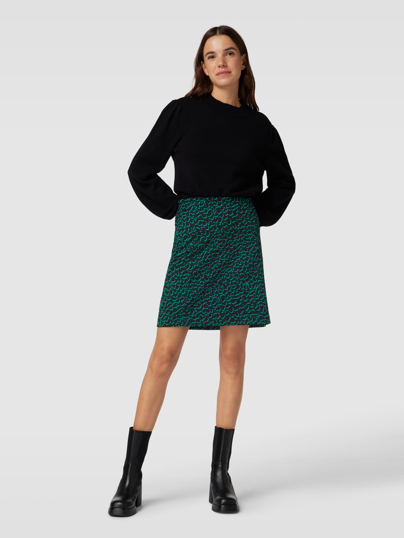 Minirock mit Allover-Muster Modell 'Kate' in schwarz
