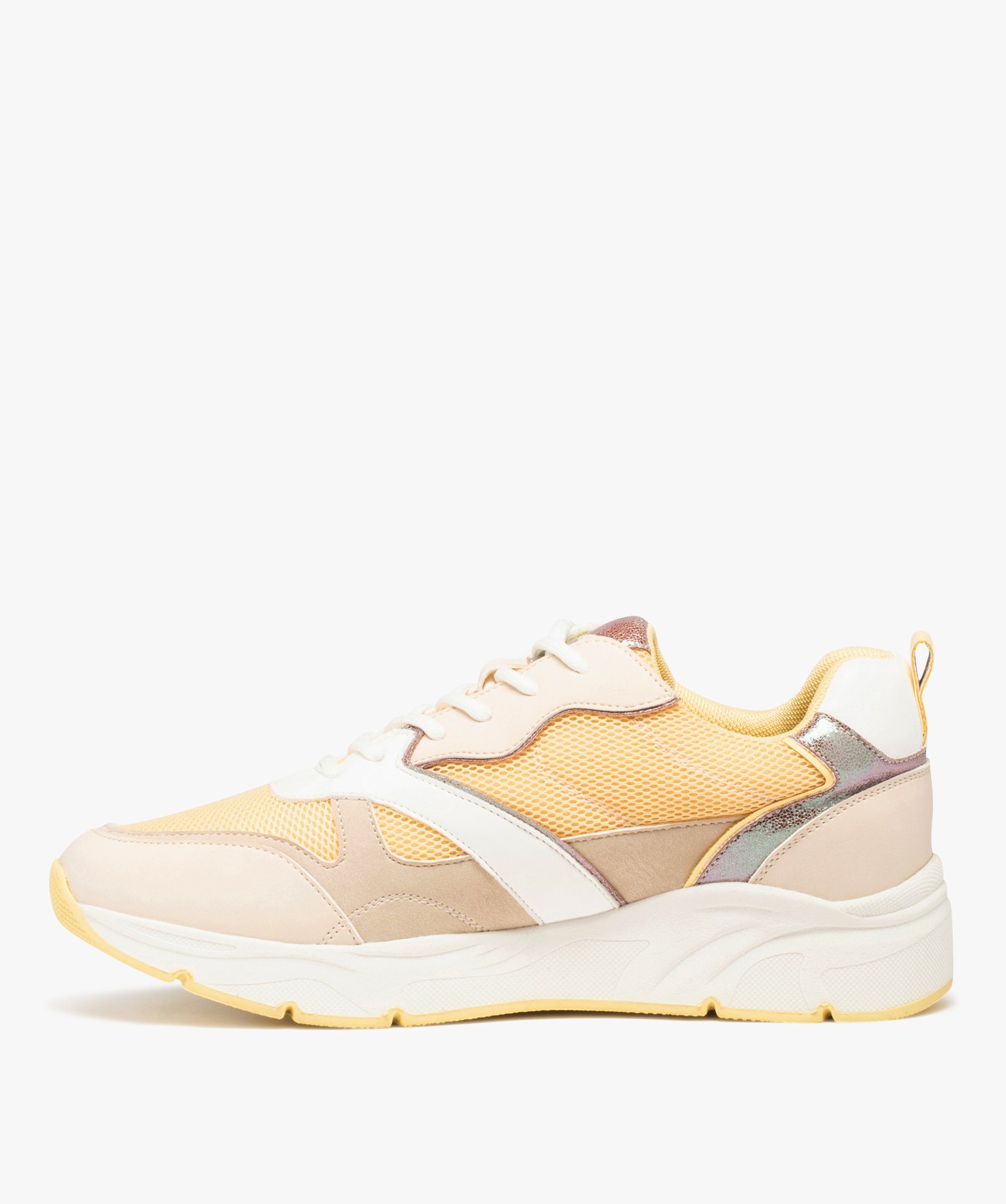 Baskets femme multicolores style retro running jaune | GEMO