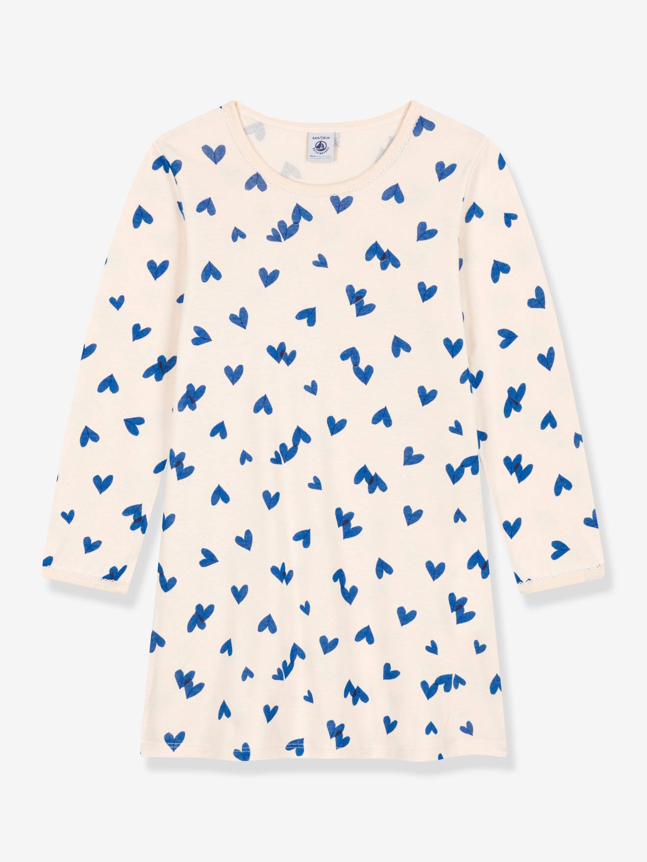 Chemise de nuit coeur en coton PETIT BATEAU beige
