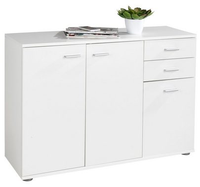 Kommode SOLO, B 106 cm, 3 Türen, 2 Schubladen, weiß, 1 höhenverstellbarer Einlegeboden