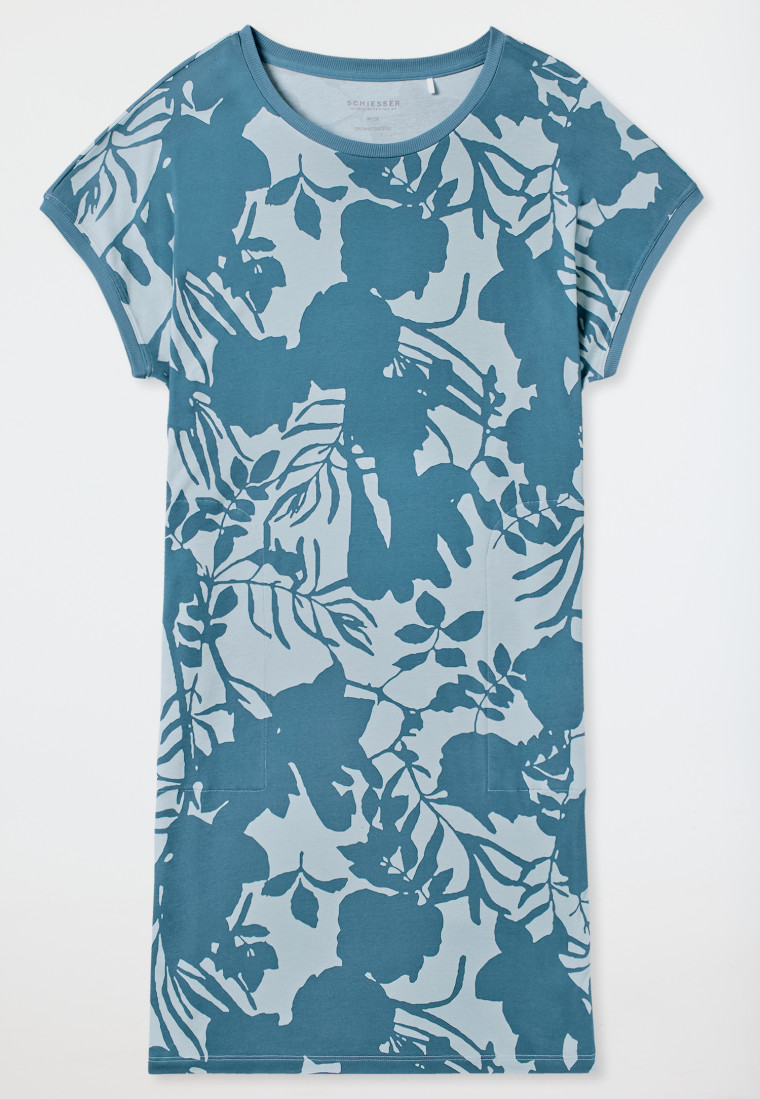 Sleepshirt kurzarm Blumenprint bluebird - Modern Nightwear