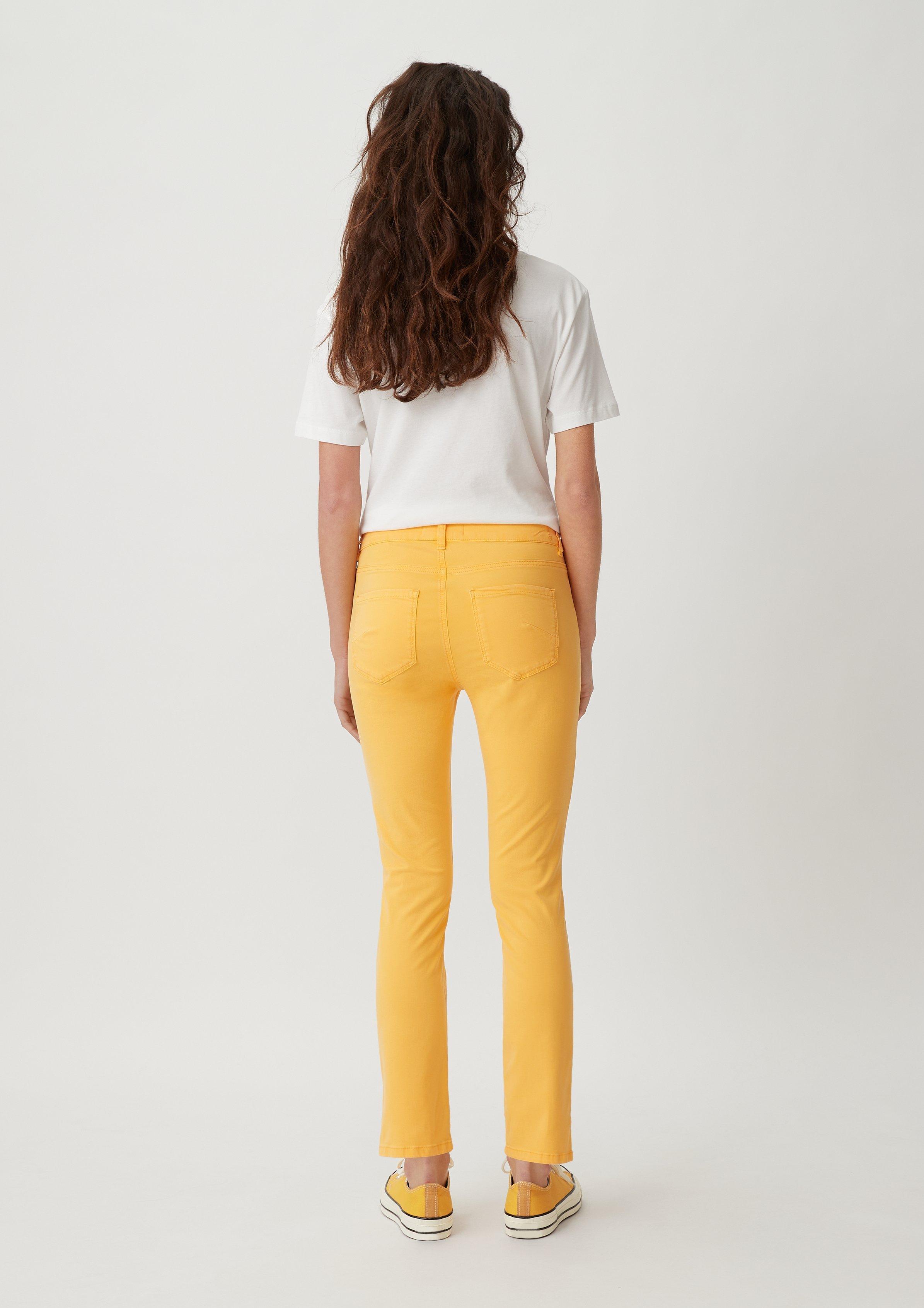 Skinny: Hose aus Baumwollsatin - goldgelb