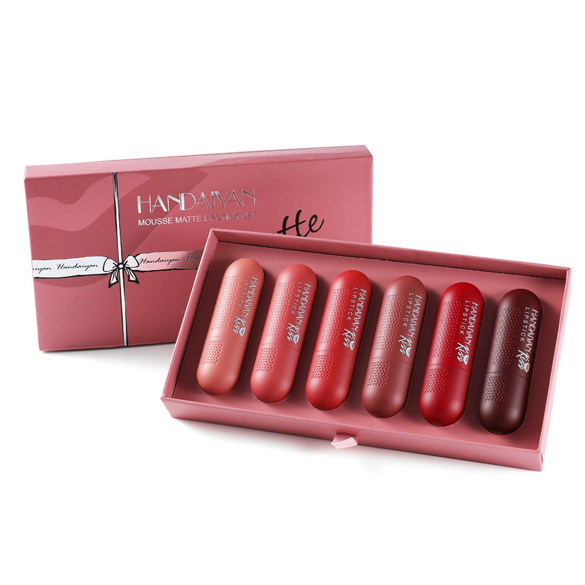 POCHUMIDUU Lippenstift-Set 6 Farben Matt Lippenstift Set Lippenstift Set Nude Long Lasting, 6-tlg.