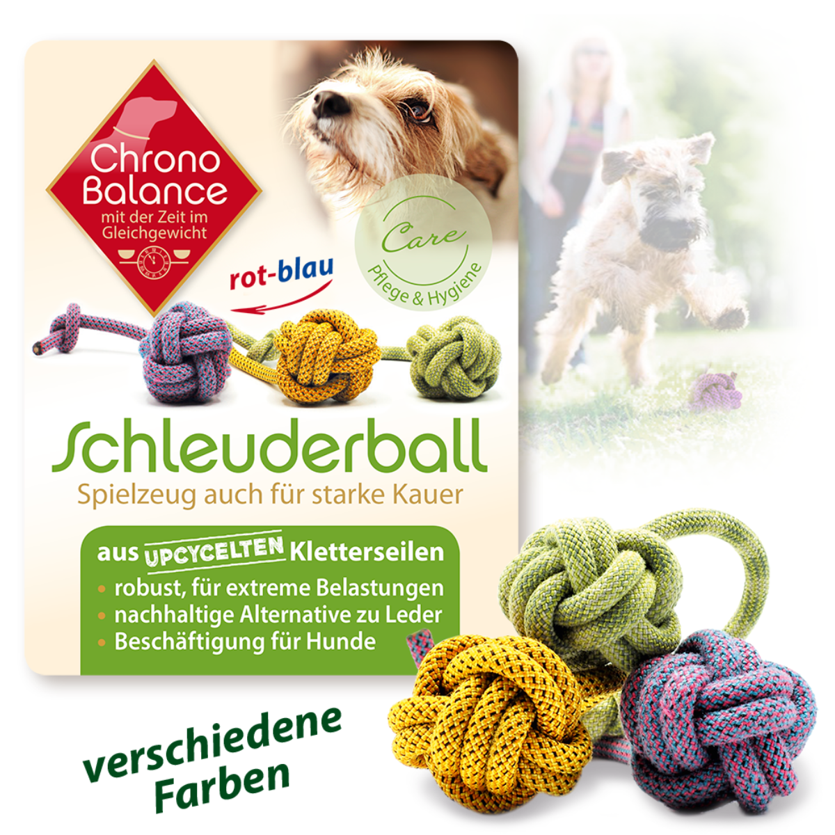 ChronoBalance Hundebälle ChronoBalance Upcycled Hundespielzeug Schleuderball blau