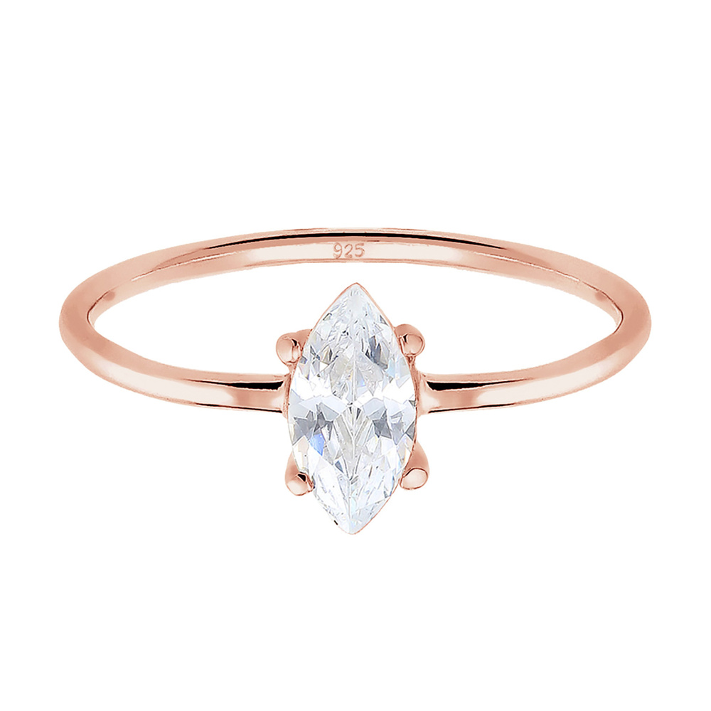 Elli Elli Bague Marquise zircone Minimal 925 Argent Bague