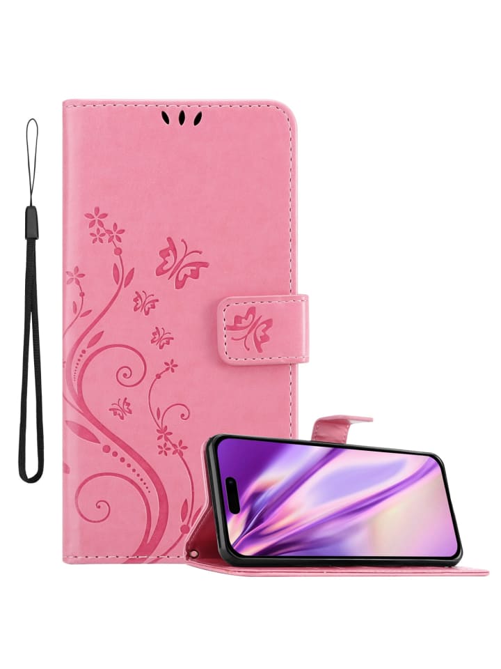 cadorabo Hülle für Apple iPhone 14 PRO Blumen Design in FLORAL ROSA günstig kaufen onesize