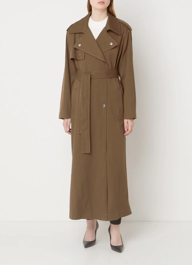 HUGO BOSS Colilong double-breasted trench coat in lyocell blend with tie belt