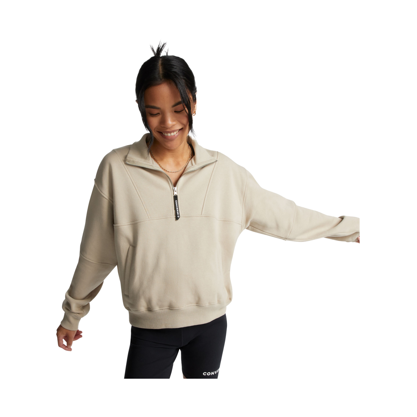Converse Fashion Half-Zip Sweatshirt Damen Rosa