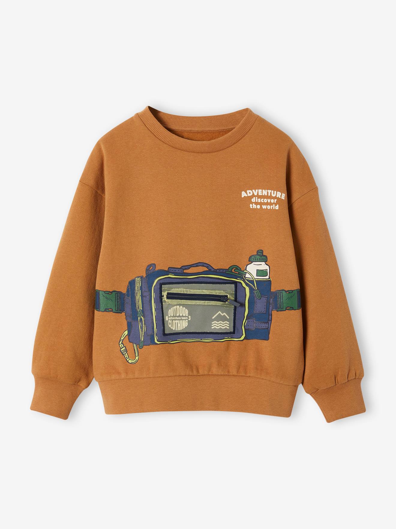 Vertbaudet Jungen Sweatshirt mit Taschen-Effekt Oeko-Tex - pekannüsse