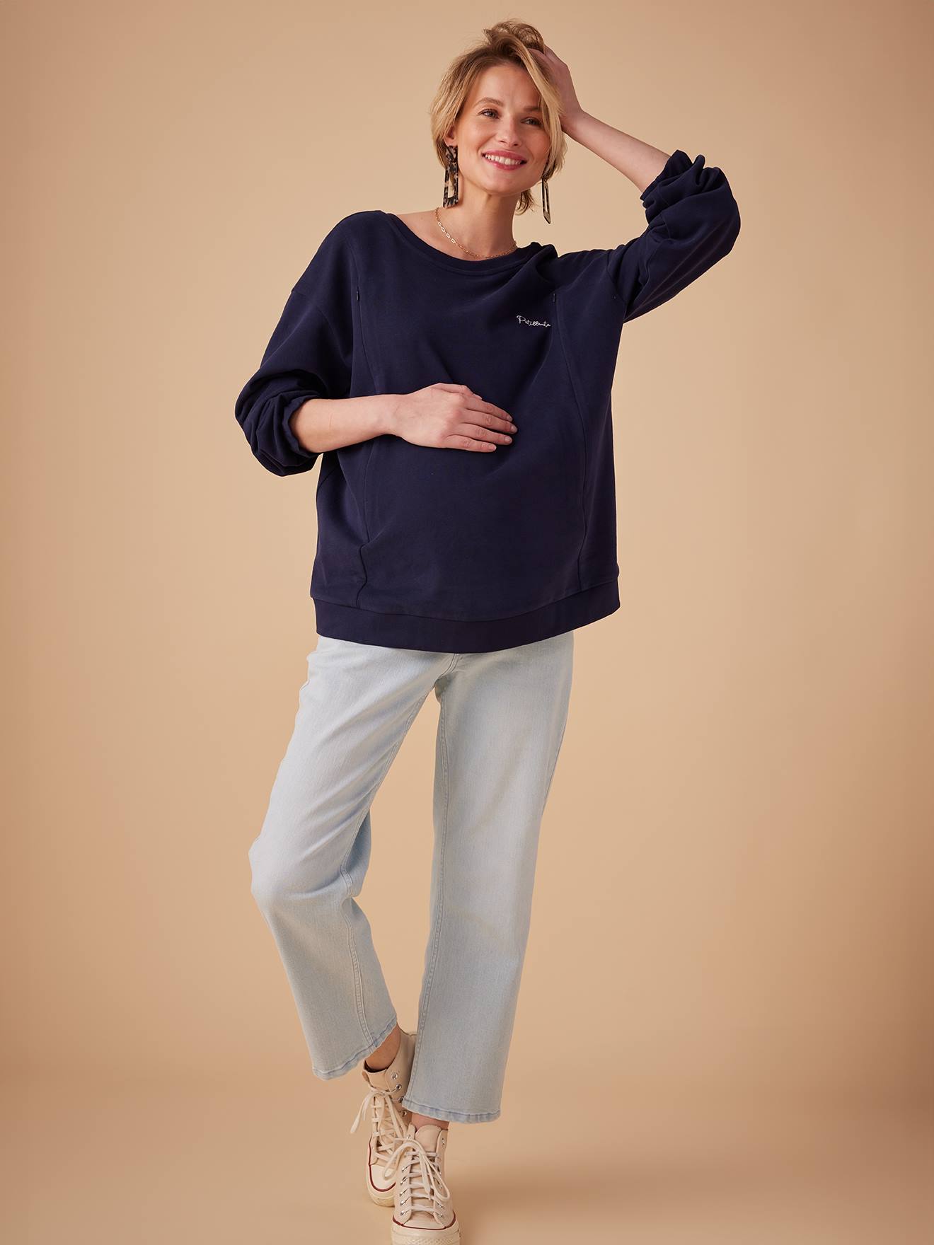 Envie de Fraise Sweatshirt für Schwangerschaft & Stillzeit ENVIE DE FRAISE, Bio-Baumwolle - marine