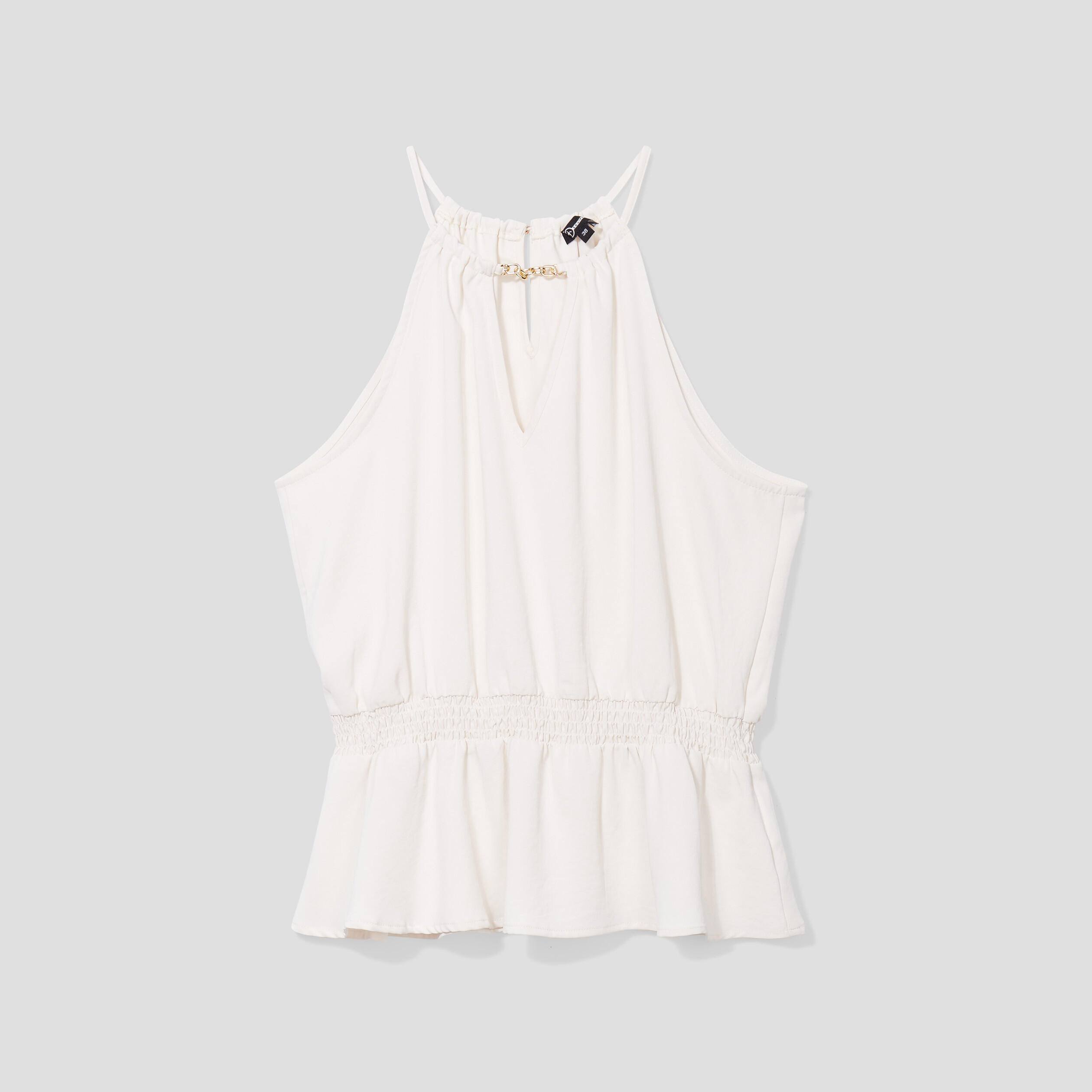 Blouse col avec chaîne Mosquitos blanc femme | La Halle