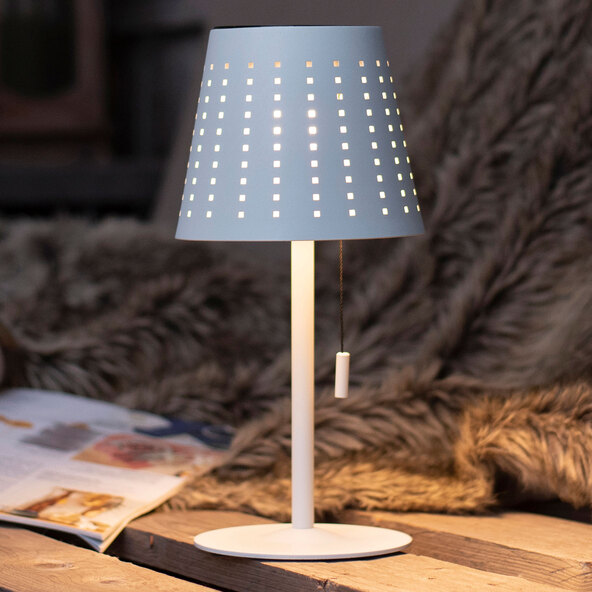 LED Akku-Solar-Tischleuchte Mandy, weiß