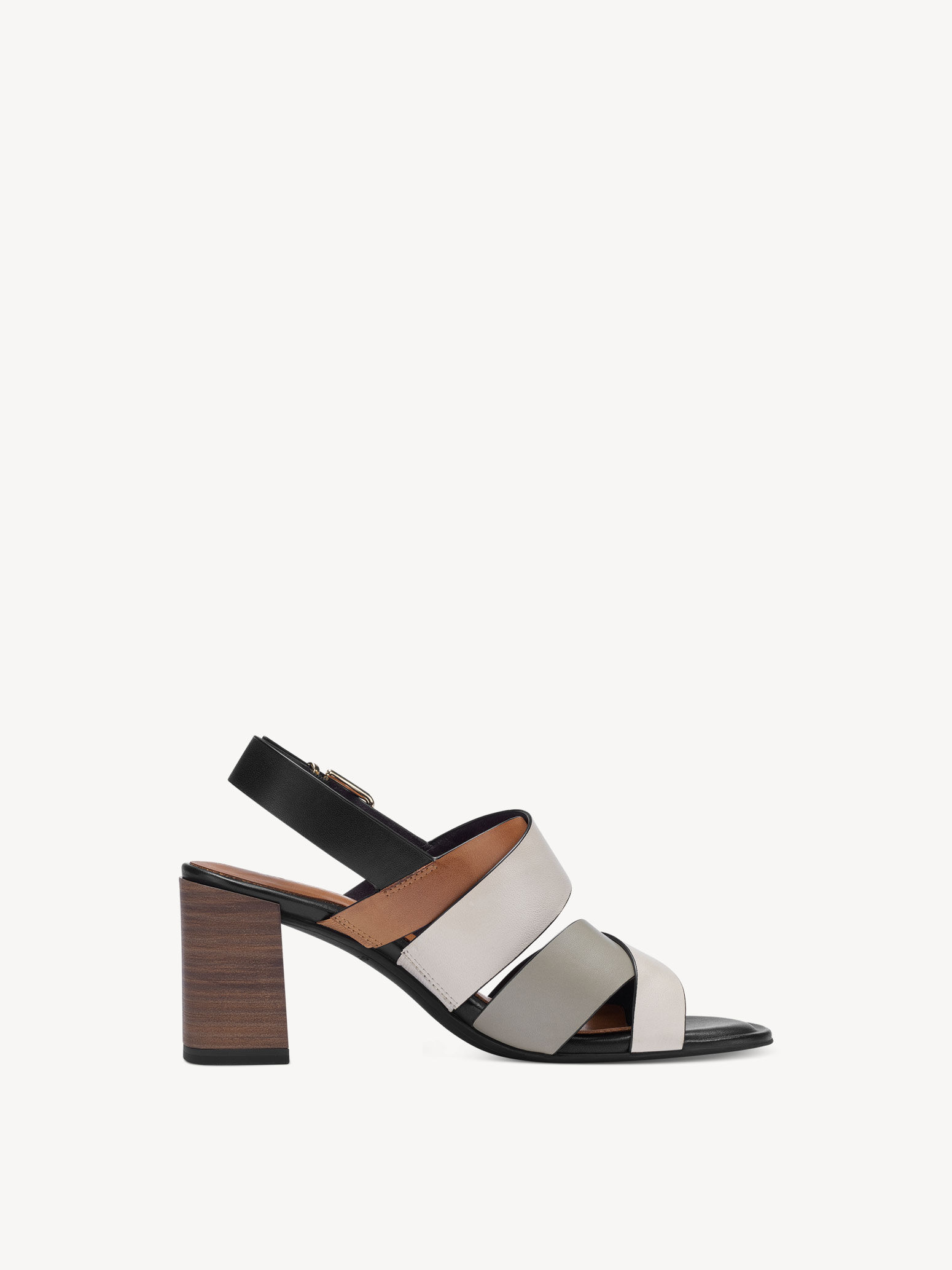 Sandale à talon en cuir - beige