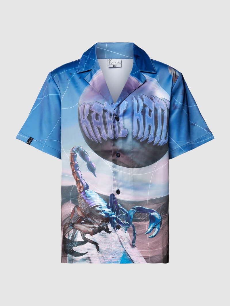 Regular Fit Freizeithemd mit Allover-Muster in blau