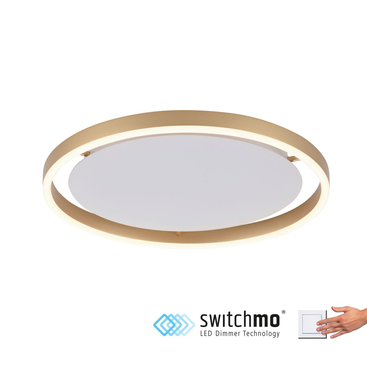 JUST LIGHT LeuchtenDirekt LED Deckenleuchte RITUS, rund, 3-Stufen Dimmer, 3000Kelvin,  Innenleuchte, IP20