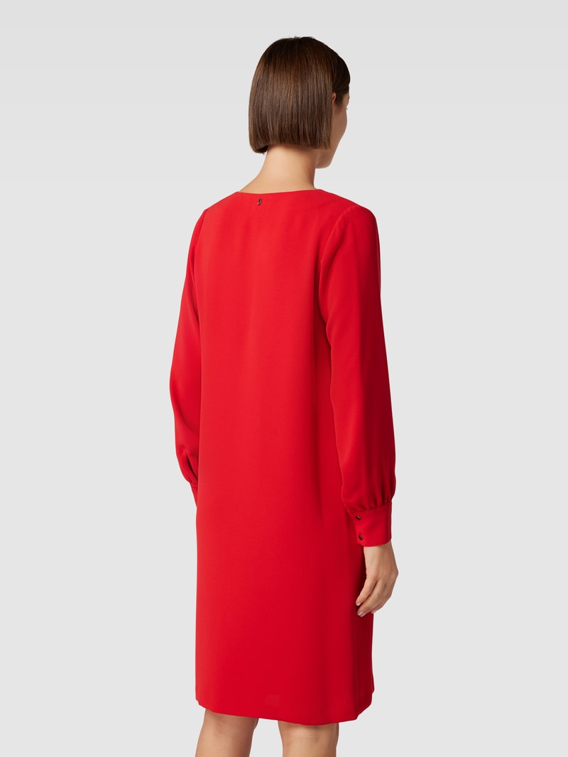 Knielanges Kleid aus reiner Viskose mit V-Ausschnitt in rot