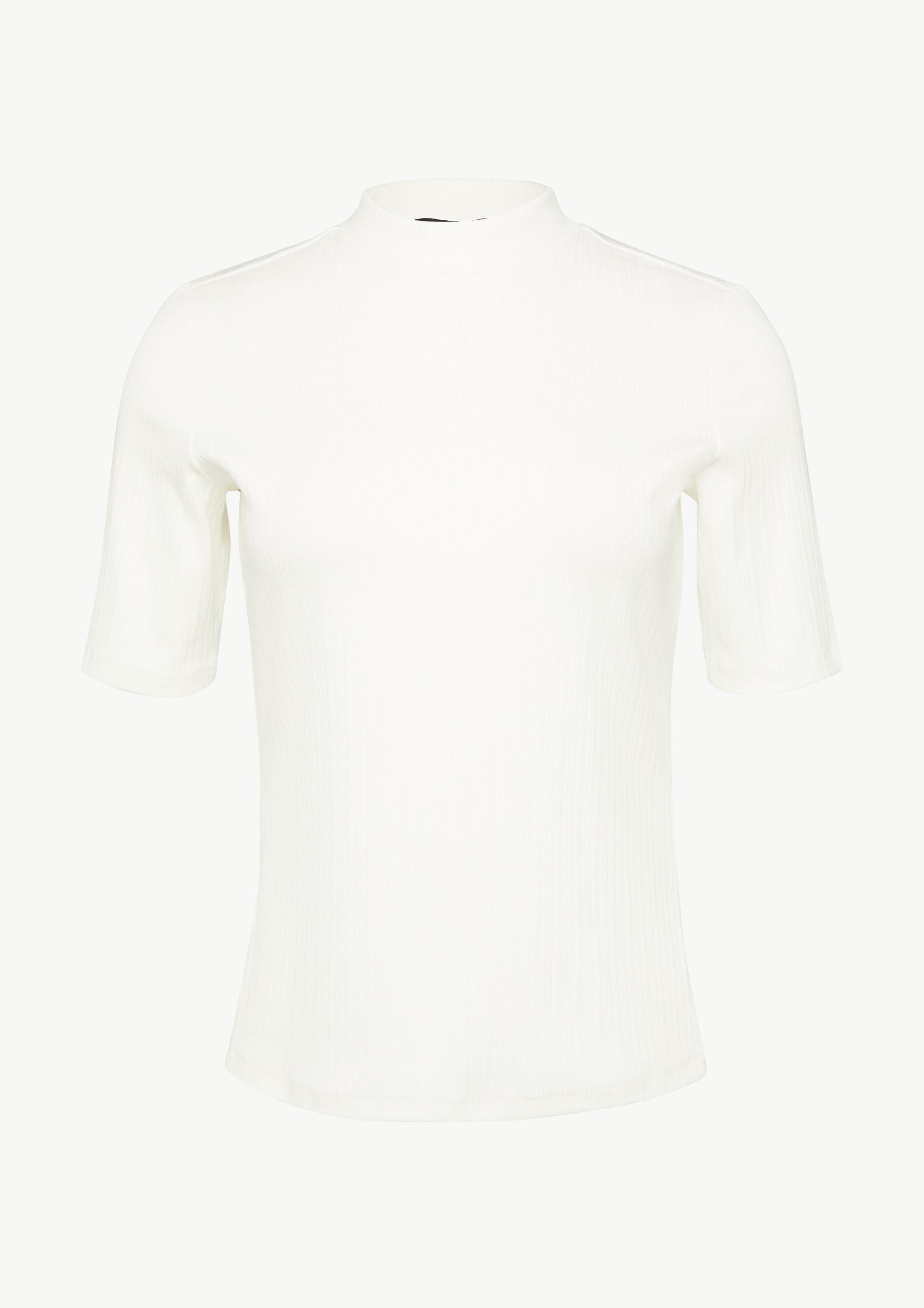 Geripptes T-Shirt im Slim Fit - weiß