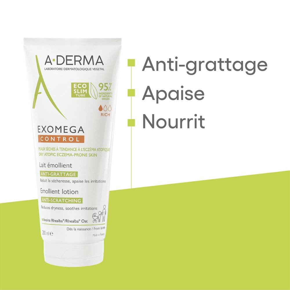 A-Derma Exomega Control - Lait émollient anti-gr attage -200 ml Lait émollient