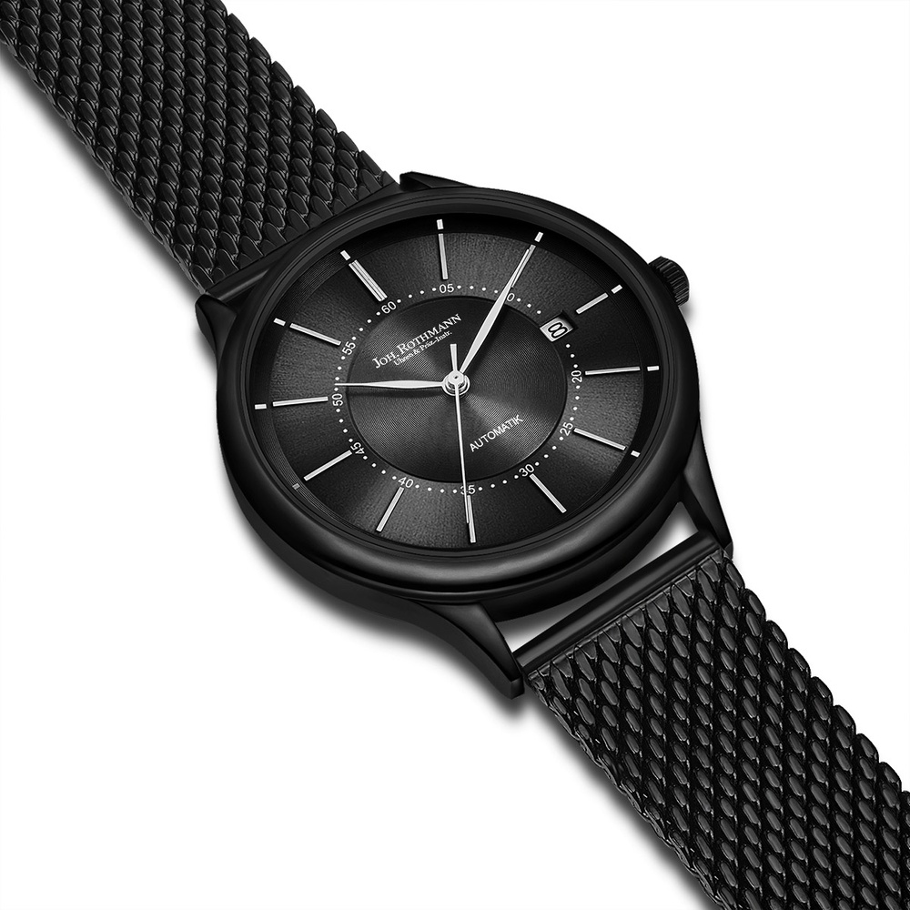 Joh. Rothmann Montre automatique Modern I. en Noir Acier inoxydable en Noir Montre