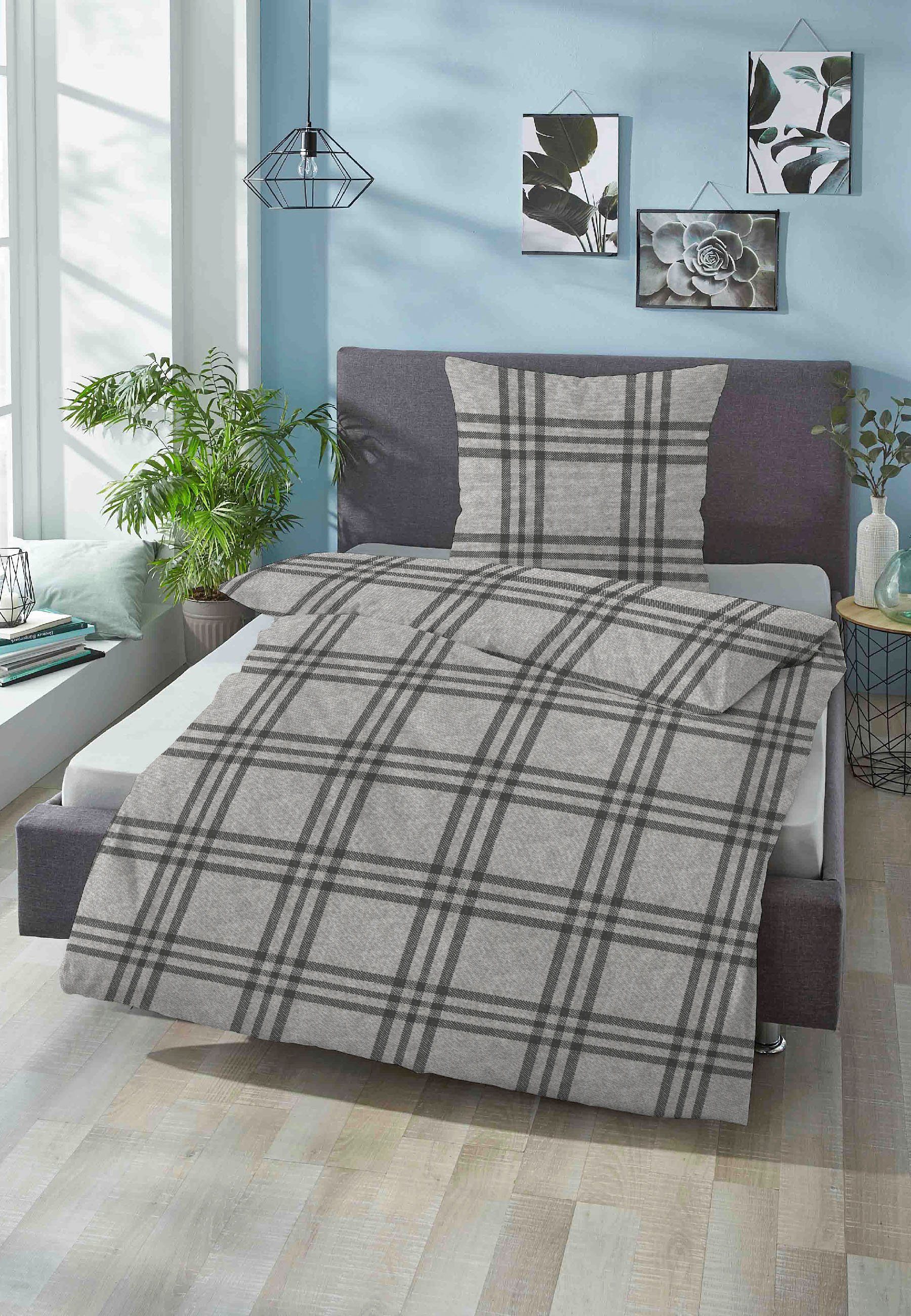Bettwäsche Lya, Biberna, Flanell, 2 teilig, kuschelig warm, weich, Melange, 100% Baumwolle, made in Germany