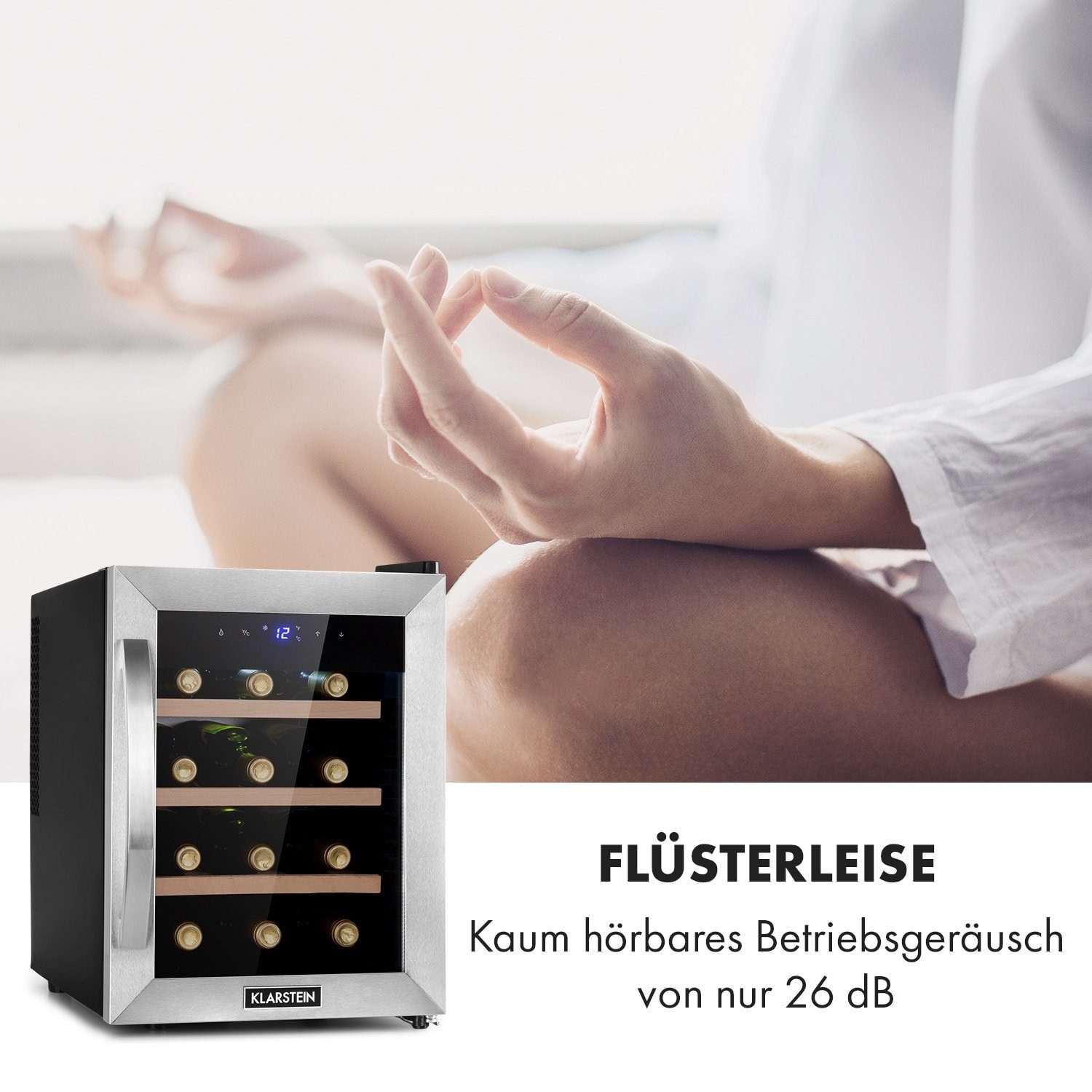 Klarstein Weinkühlschrank Reserva 12 Uno, für 12 Standardflaschen á 0,75l,Wein Flaschenkühlschrank Weintemperierschrank Weinschrank Kühlschrank