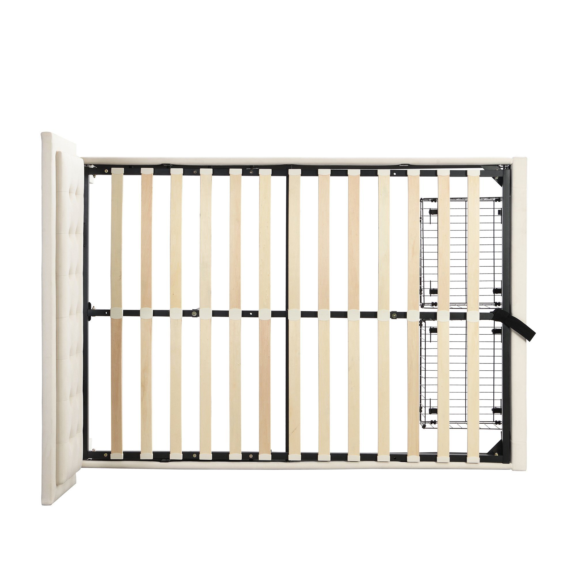 Ulife Polsterbett hydraulisches Doppelbett Funktionsbett Bettrahmen (mit Lattenrost und Kopfteil,mit 2 Schubladen), Holzlattenunterstützung, Samt, 140 x 200cm