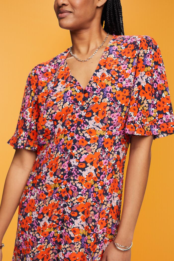 Kurzärmeliges Midikleid mit Blumenmuster