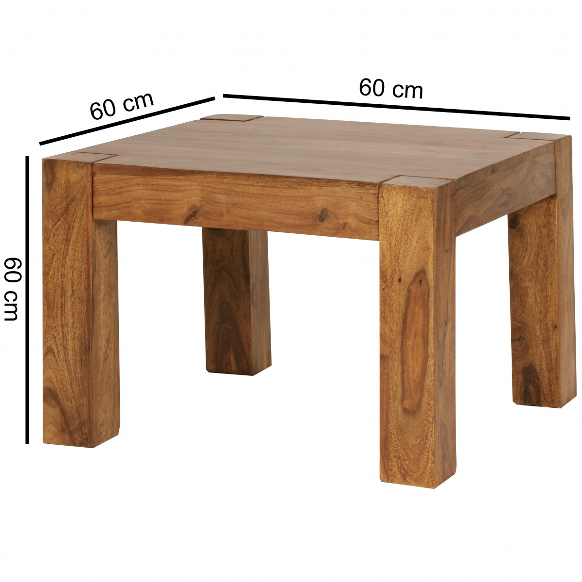 Wohnling Sheesham Couchtisch Massiv 60 x 60 cm Massivholz