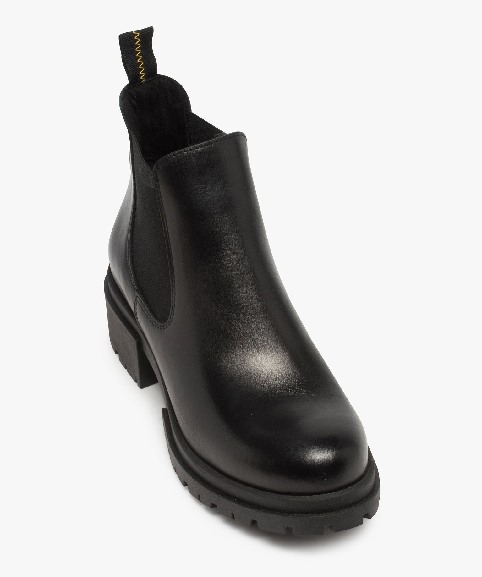 Boots femme style chelsea unis à talon carré et semelle cr... noir | GEMO