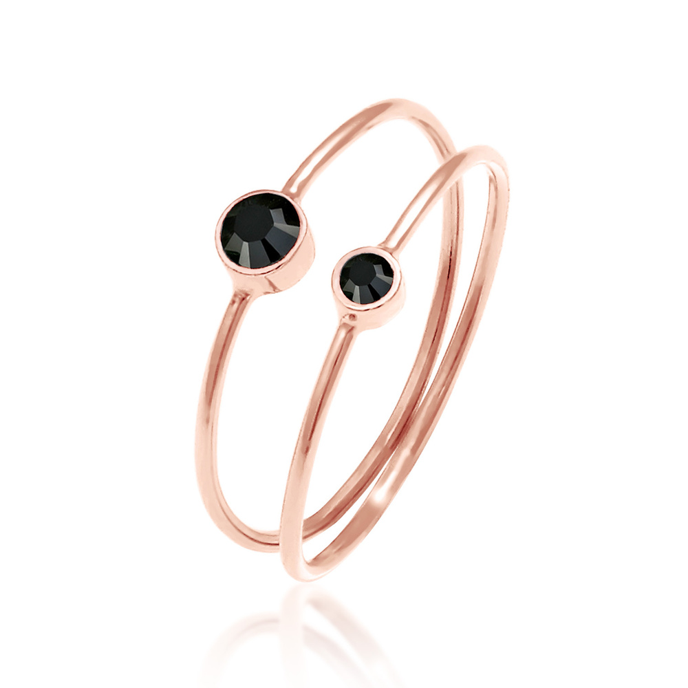 Elli Elli Bague Femmes Set Filigrane avec Cristaux Noir en Argent Sterling 925 Bague