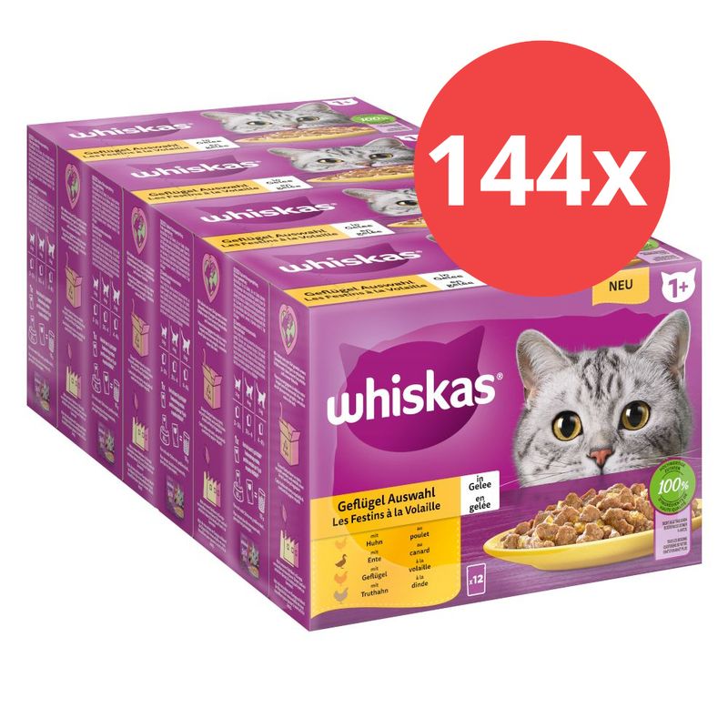 Jumbopack Whiskas 1+ Adult Frischebeutel 144 x 85 g