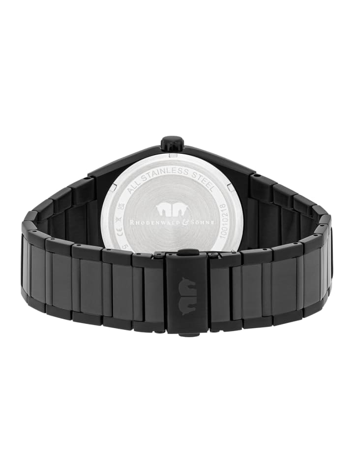 Rhodenwald & Söhne Herren Multifunktionsuhr schwarz Edelstahl schwarz in schwarz günstig kaufen 20 cm
