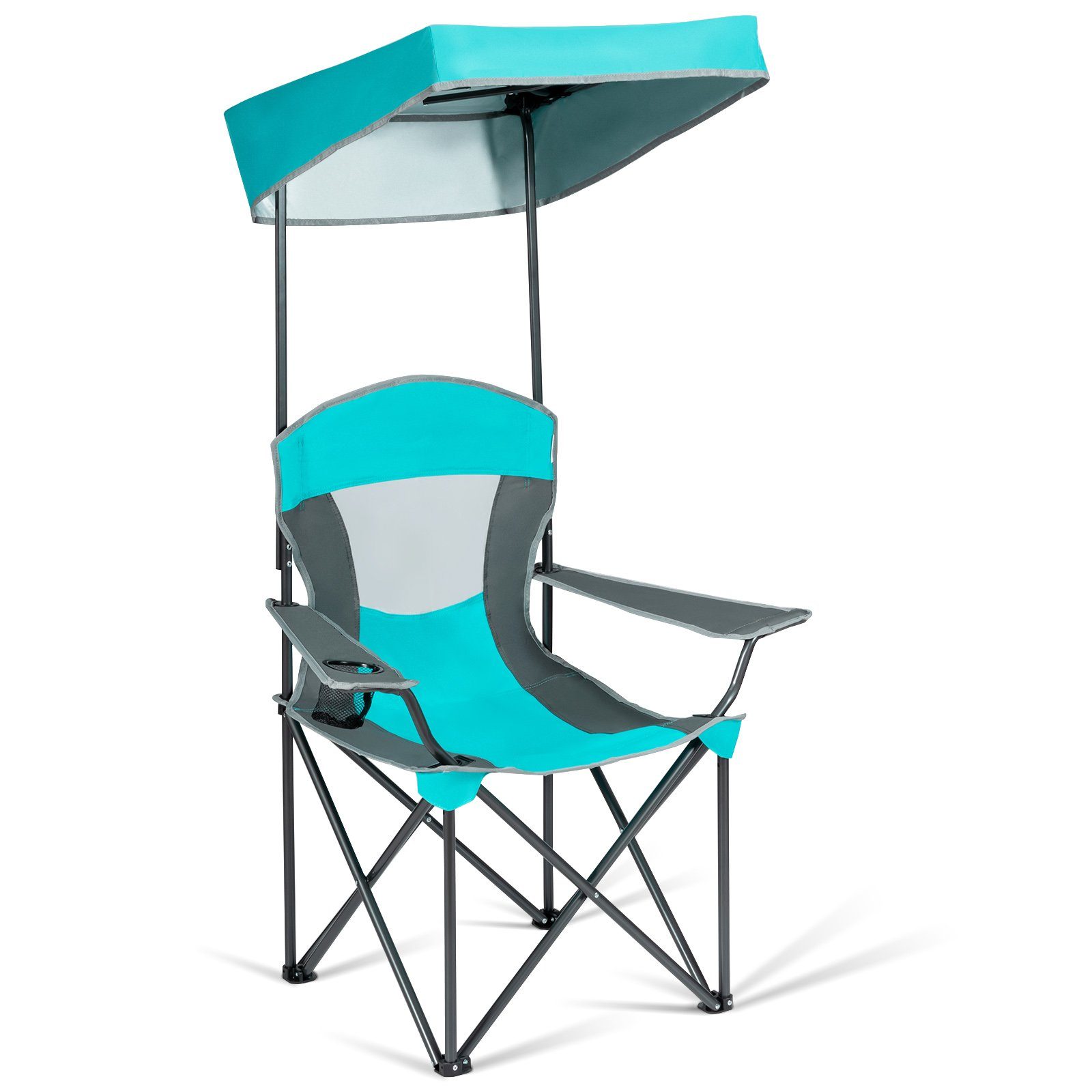 COSTWAY Campingstuhl, mit Becherhalter & Tragetasche, bis 150kg, klappbar