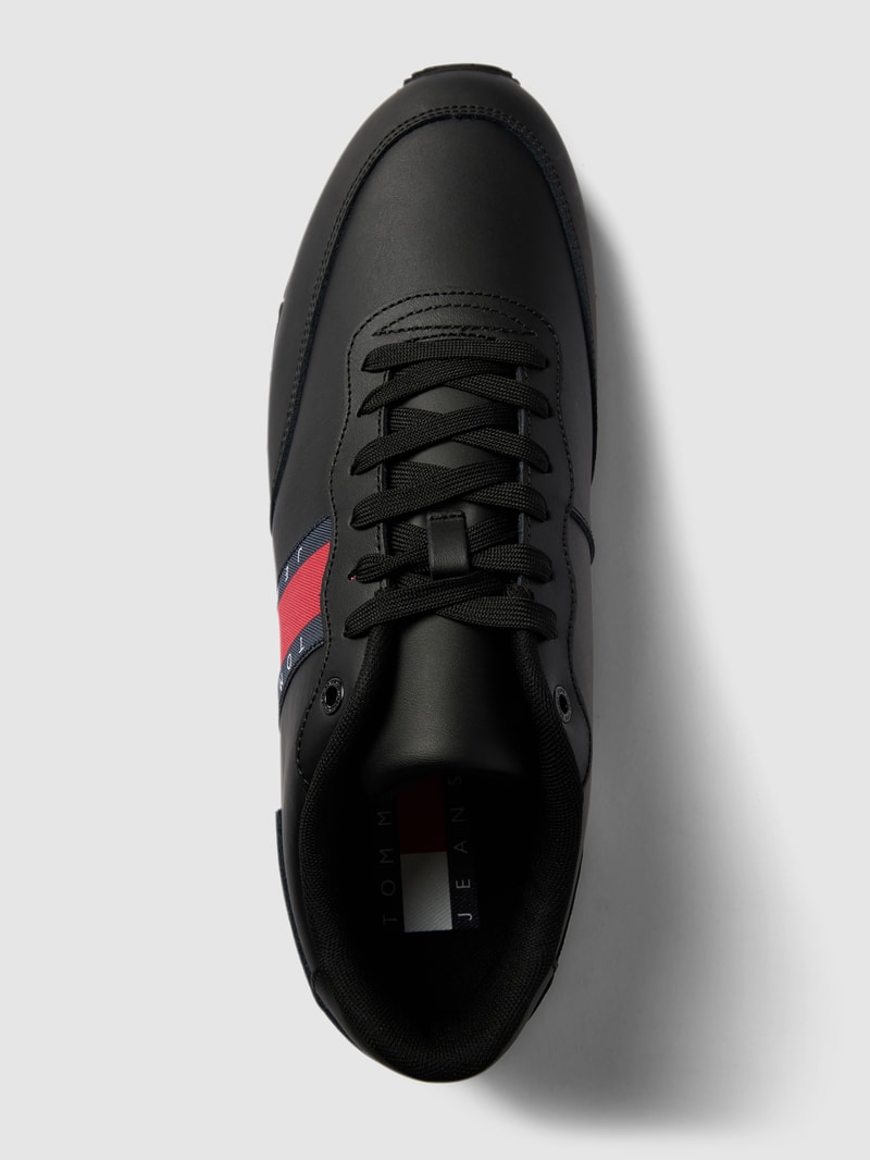 Sneaker mit Label-Details Modell 'TOMMY JEANS LEATHER RUNNE' in schwarz