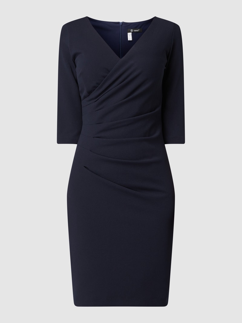 Cocktailkleid aus Krepp mit drapierten Falten in dunkelblau