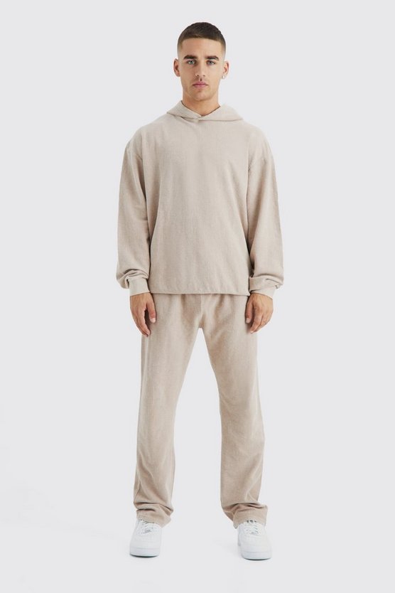 Oversize Cord-Trainingsanzug mit Kapuze