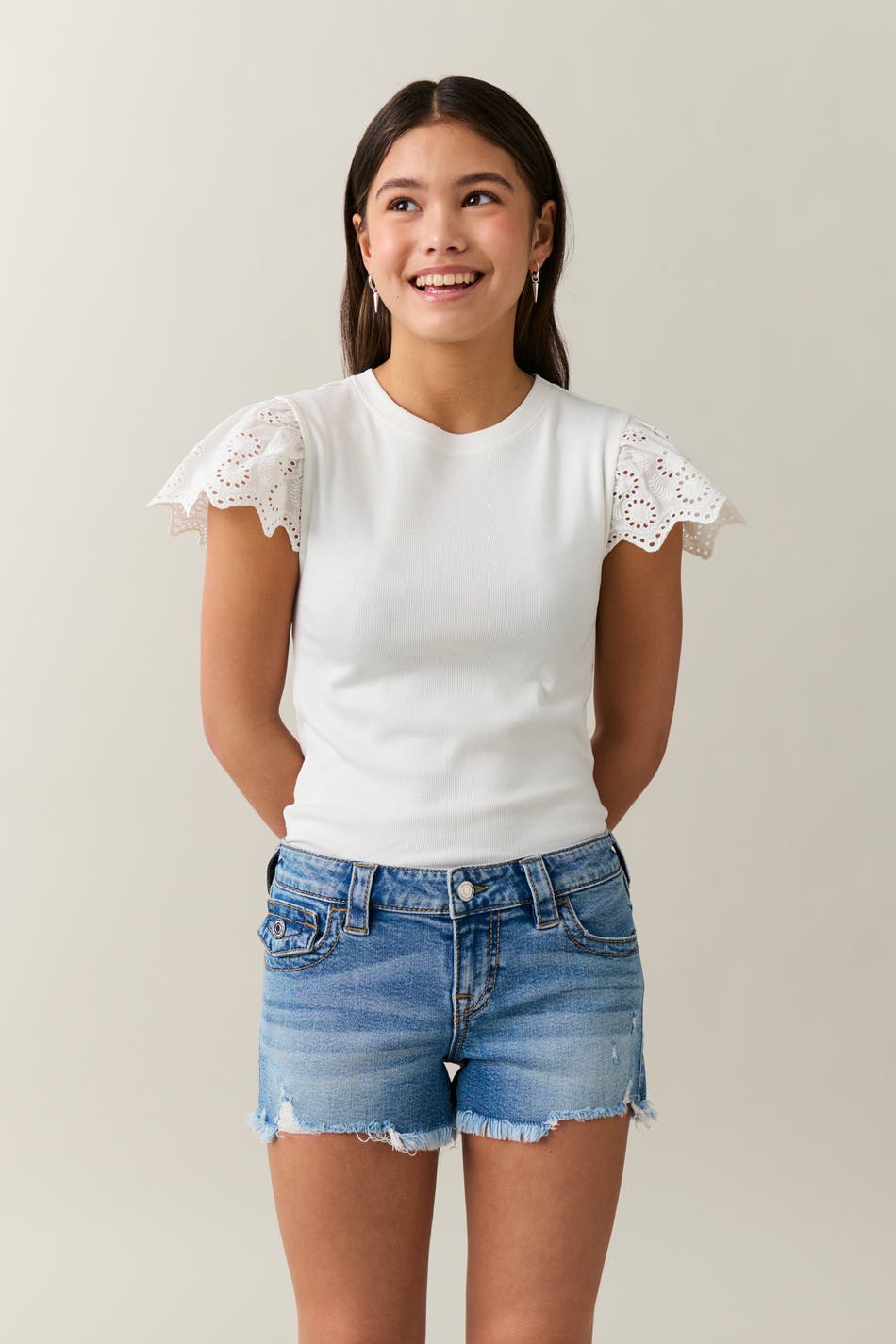 Y low chunky denim shorts