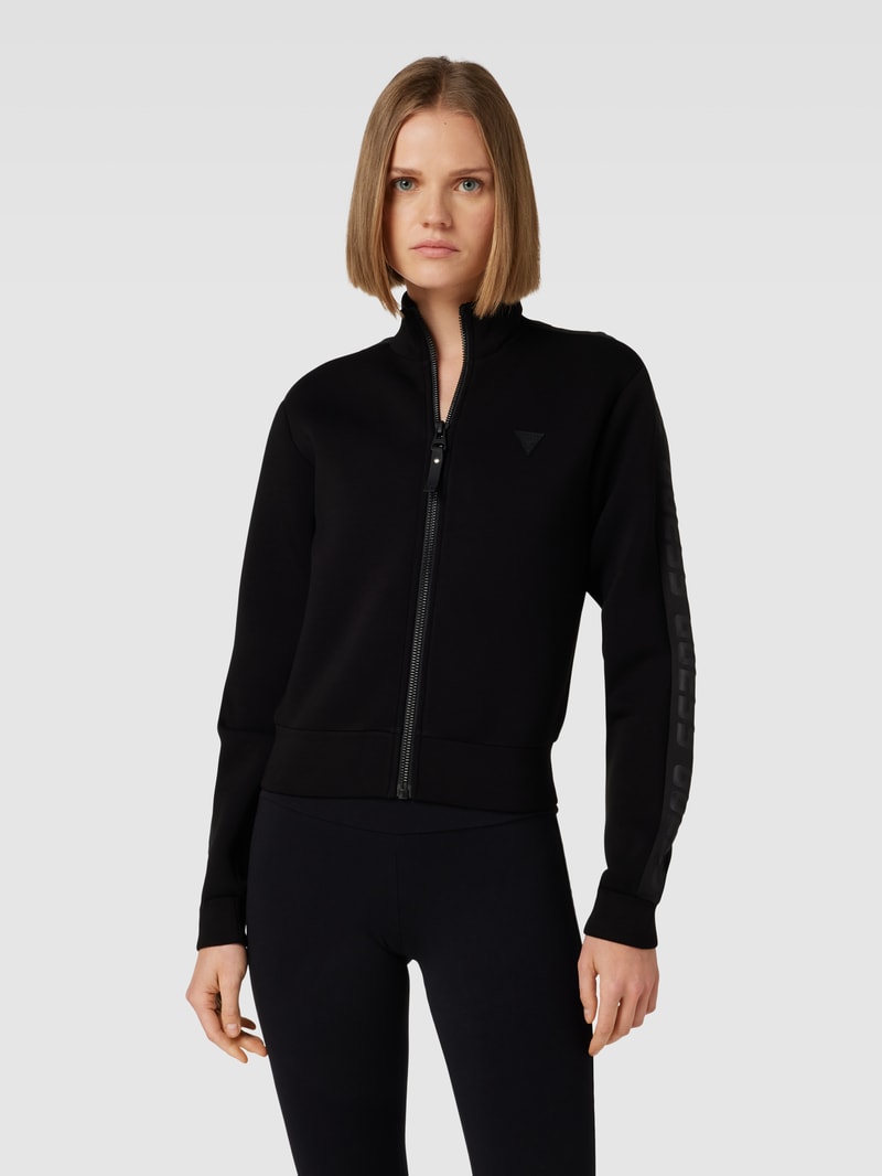 Sweatjacke mit Label-Applikation Modell 'NEW ALLIE' in schwarz
