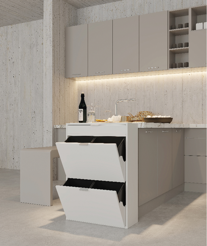 Happy Home Happy Home Mülleimerschrank mit Schublade & 4 Abfalleimer weiß