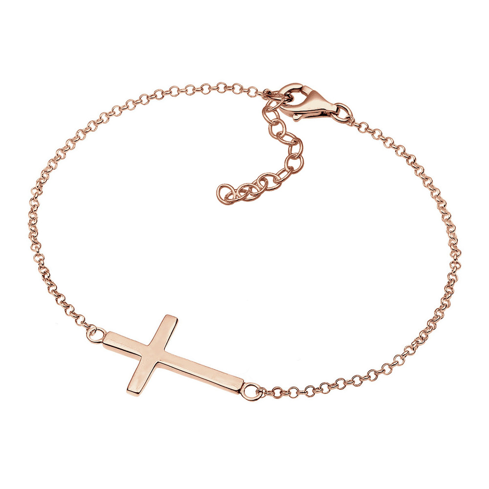 Elli Elli Bracelet Femmes Croix Foi en argent sterling 925 plaqué or rose Bracelet