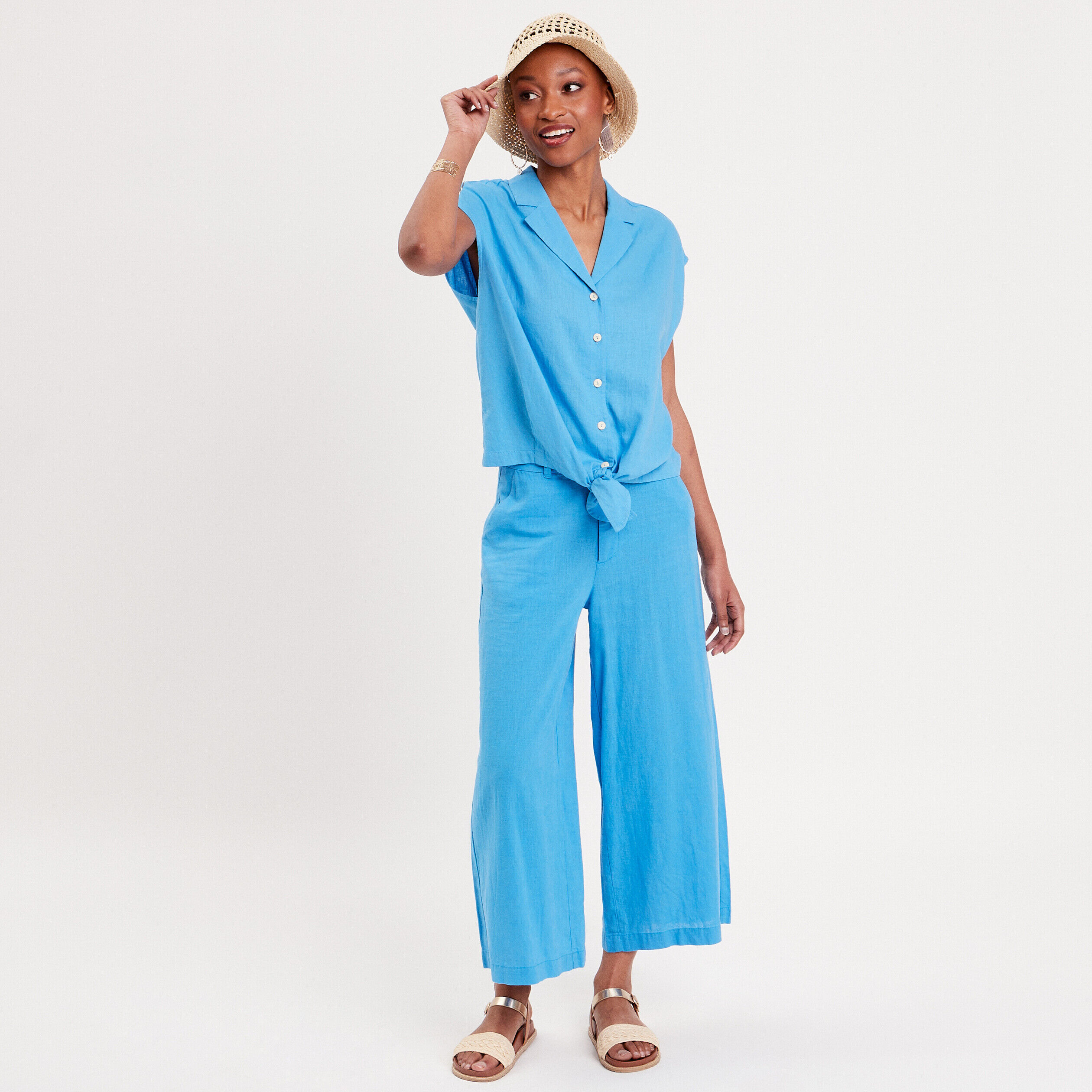 Chemise à nouer bleu femme | Cache Cache